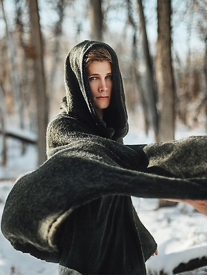 Short discount Point Winter Elf Hooded Cowl, Druid Hooded Cowl, Oversized Hood, Witchy Hooded Cowl